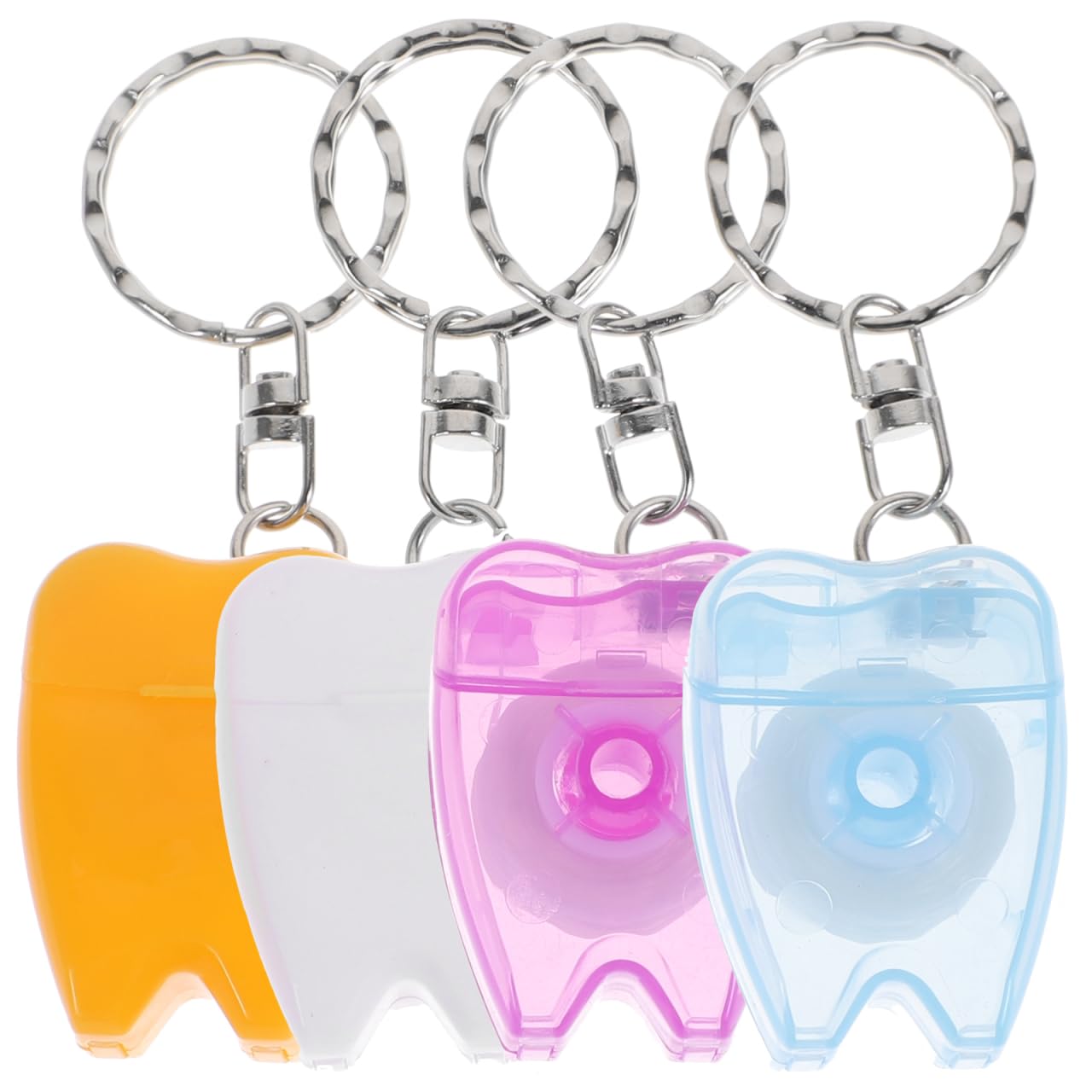Milisten 4Pcs Portable Floss Keychain Refillable Floss Stick for Teeth Cleaning Oral Care Compact Ring for on-the-Go Fresh Breath