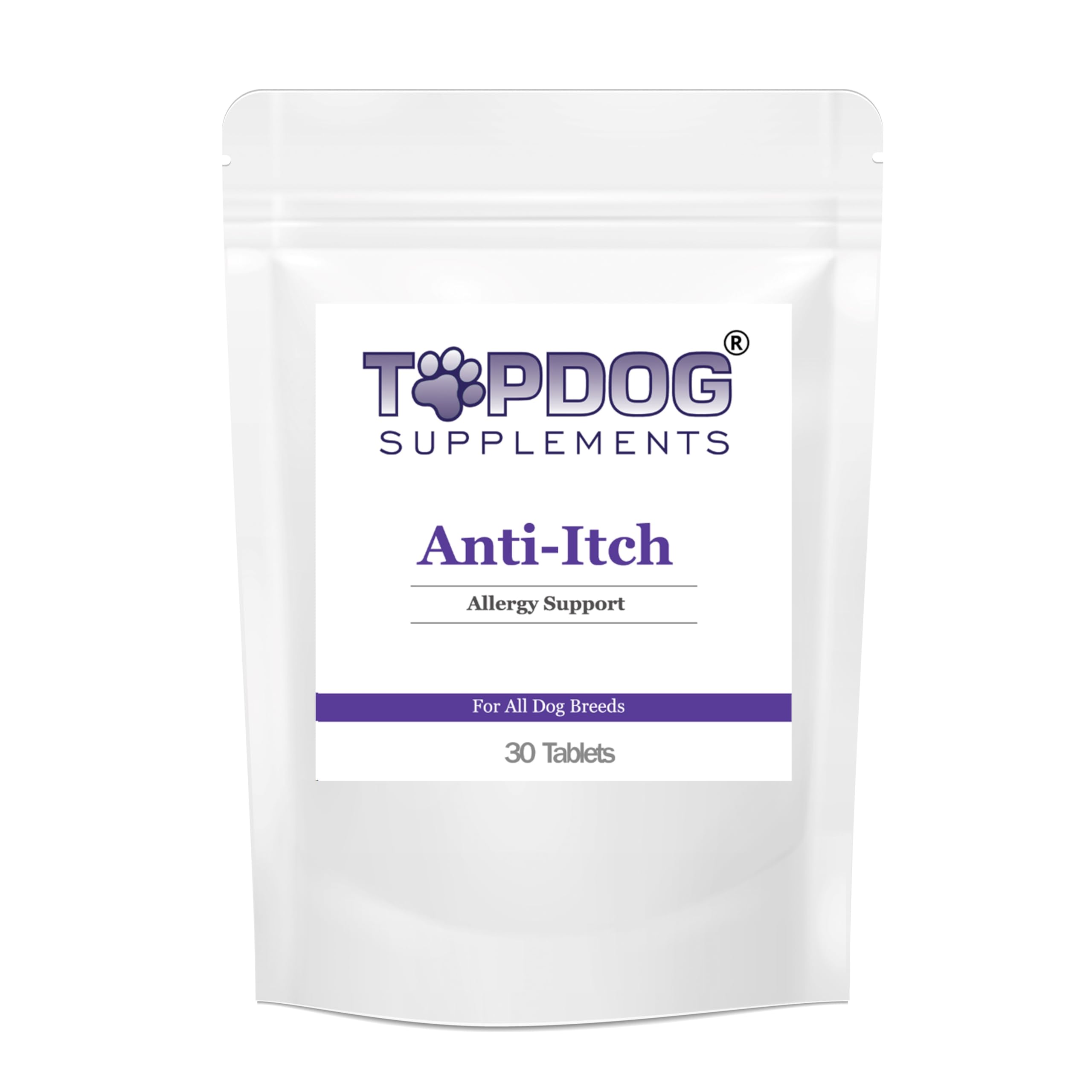 Top Dog Anti-Itch Allergy Support - Itchy Skin Fur Relief Dog Immune Booster Tablets UK Made