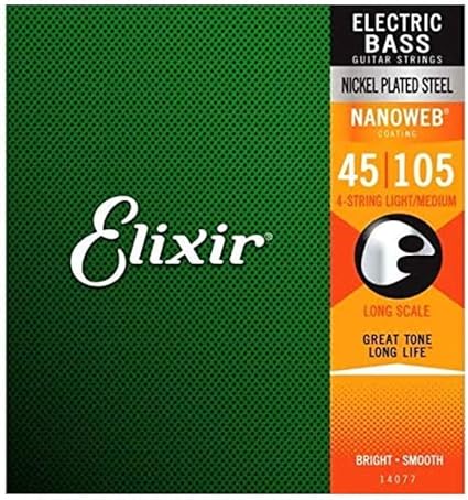 Amazon Elixir エリクサー ベース弦 Nanoweb ニッケル Long Scale Light Medium 045 105 国内正規品 ベース弦 楽器
