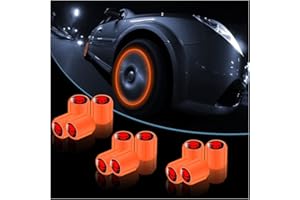 YALOK 12PCS Fluorescent Skull Tire Valve Stem Caps, Car Corrosion Resistant Wheel Valve Cover, Luminous Illuminated Skull Glow in The Dark, Auto Decor Accessories for Motorcycles, SUV, Car (Orange)