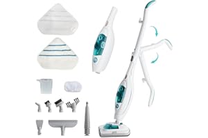SANDOO 10-in-1 Steam Mop Triangle Collapses Mop With Detergent Chamber and Detachable Handheld Steam Cleaner, Multipurpose Adapter Accessories,Floor Steamer,2 Pads,1450W Fast and Powerful Steam,Model MU-LAZO