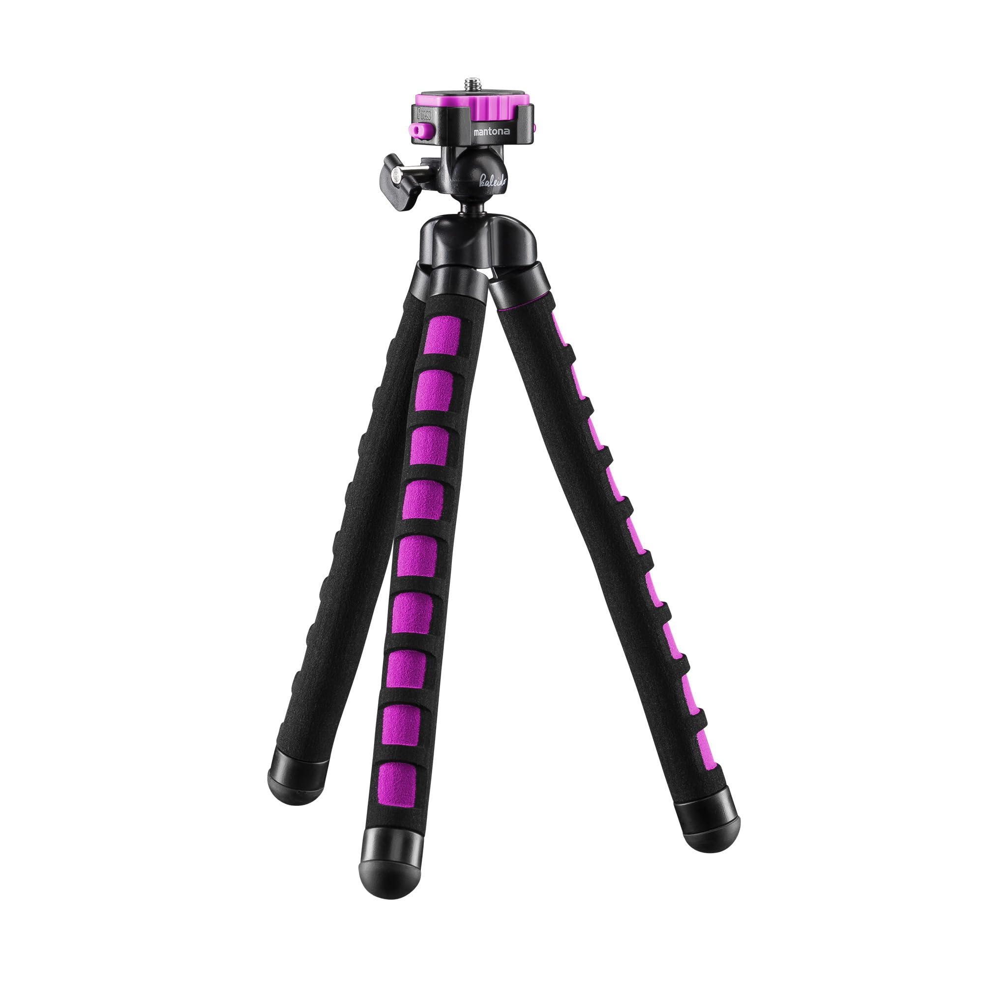 Mantona Kaleido Flex Photo/Tabletop Travel Tripod with Ball Head with Quick Release Plate and Carry Case – Glamorous Pink
