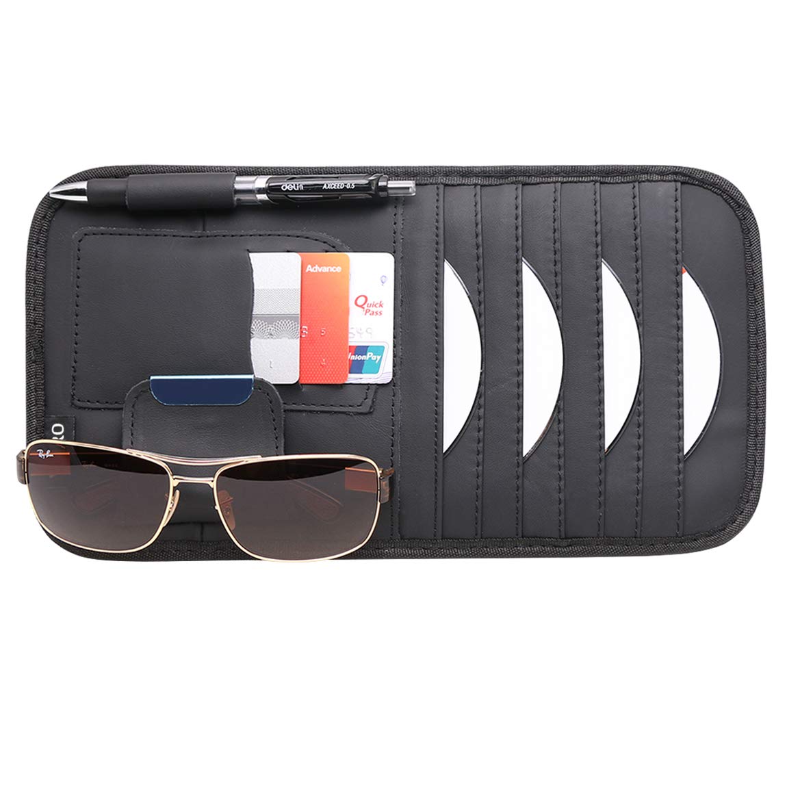 SZAT PRO Leather Car Sun Visor CD Holder Organizer Case Storage Clip