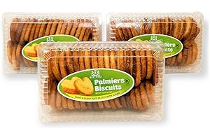 Belevini Palmiers Biscuits Light and Flaky Puff Pastry with Sugar 350g/12.34 Oz, Kosher, Tasty and Sweet Biscuit (Pack of 3)