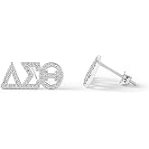 Sorority Shop Delta Sigma Theta Earrings — White Gold Plated Stud Earrings, Long-Lasting Delta Sigma Theta Sorority Gifts for Women