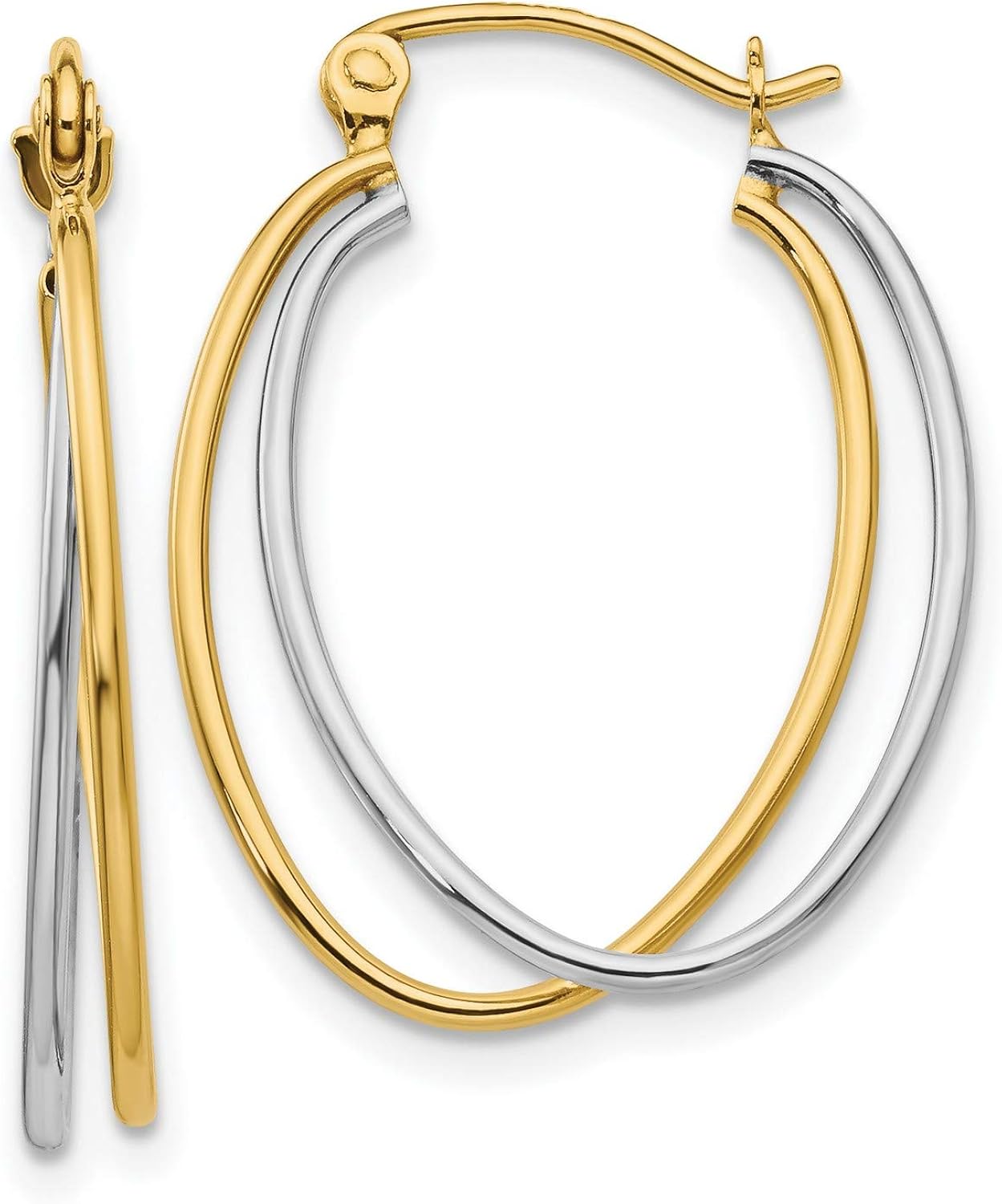 14k MultiTone Gold Two Tone Hoop Earrings 15x3 mm Jewelry