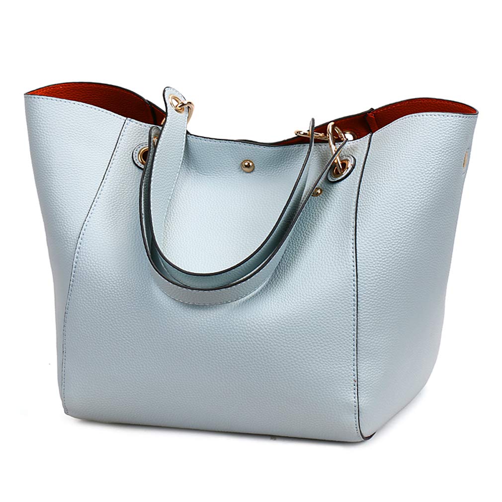 Pahajim PU Leather Waterproof Handbags Clutches Bags Large Bag Ladies Tote Bag Shoulder Bags for Women Bags for Work Shopping Bag(Light blue)