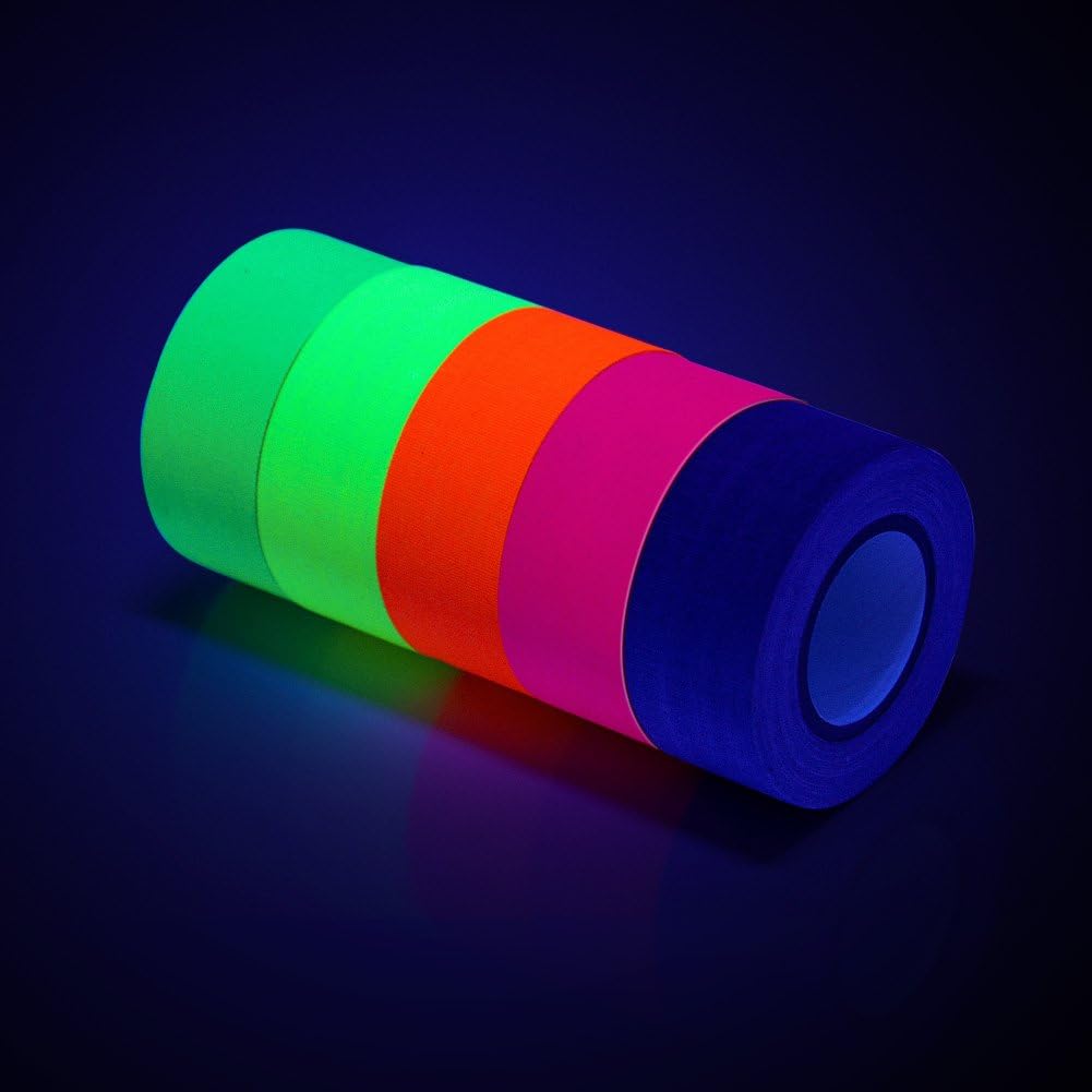 Blacklight Tape, OPPSK Fluorescent Tape Glow in The Dark Party Supplies Matte Finish 1.0 in x 32.8 feet