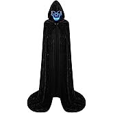 Double Couple Halloween Costumes for Adults with Scary Light up Mask Cosplay Cape Costumes Cloak with Hood for Women Men
