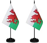 Welsh Wales Small Mini Desk Flag Set Miniature