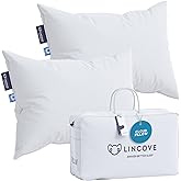Lincove Cloud Natural Canadian Down Pillow, White Luxury Sleeping Pillow - 625 Fill Power, 500 Thread Count Cotton Shell, Made in Canada, Standard - Soft, 2 Pack