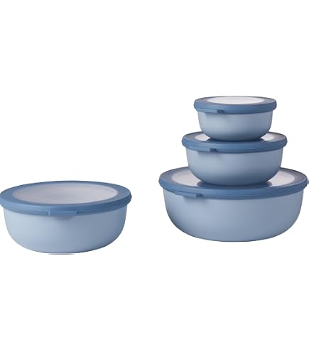 Mepal Cirqula Flat (350/750/1250/2250 ML Set 4 Pieces Set Of Multi – Cirqula – Set Of 4 106232015700 Nordic Blue Pp/Tpr, Nordic Blue, 0 MM Pack Of 4 : Home & Kitchen