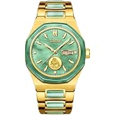 Diella Watches for Men Automatic Watches for Luxurious Gift | Mens Watches Waterproof Date Luminous, Dial is Inlaid with Emerald Jade, Crown with Sapphire (AD6076-G)