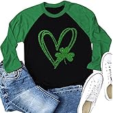 St. Patrick's Day Shirts for Women Raglan Long Sleeve Lucky Shamrock Graphic Irish Shirts Spring Casual Tops