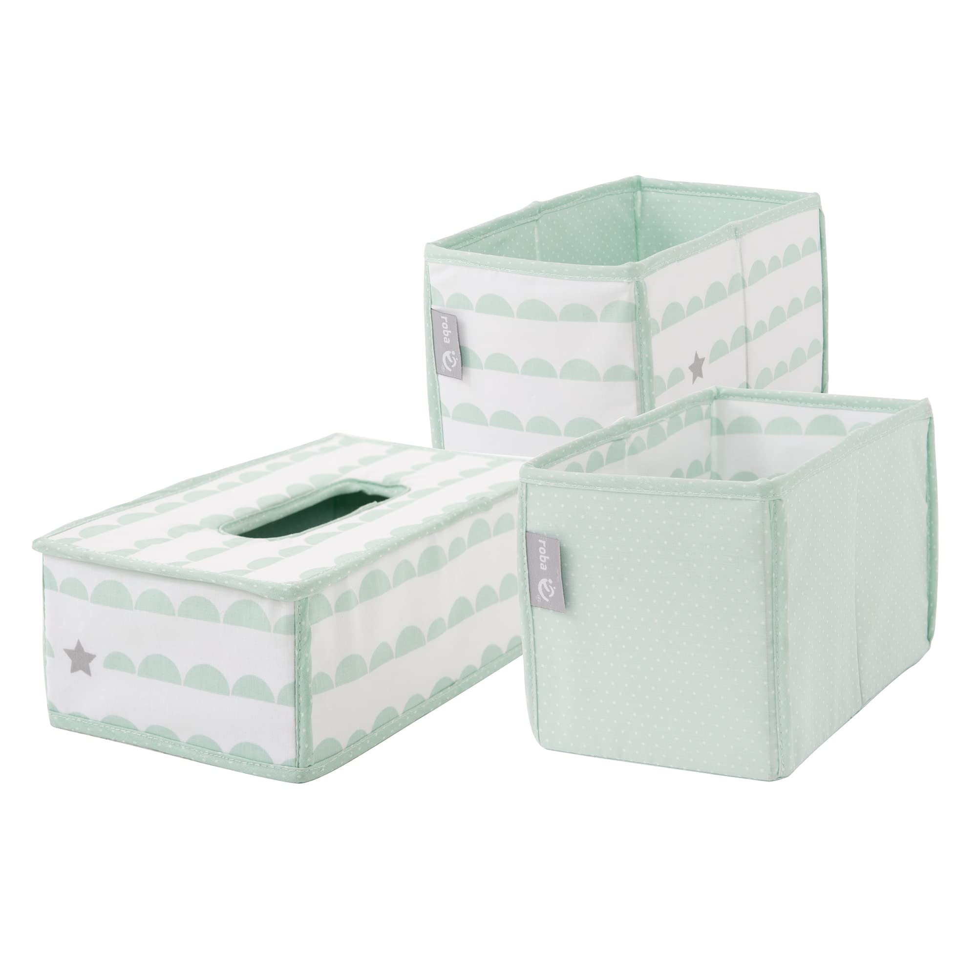 roba Happy Cloud Care Organiser Set 3 Pieces 2 Boxes for Nappies and Accessories 1 Wipes Box Mint