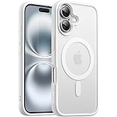 JETech Magnetic Case for iPhone 16 6.1-Inch Compatible with MagSafe, Translucent Matte Back Slim Shockproof Phone Cover (White)