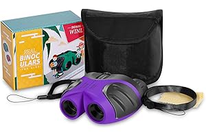 JRD&BS WINL Kid’s Binoculars Toys, 8x12 Compact Telescope Girls Gifts for 3-12 Year Old to Yard Play, Cool Toys for 4-8 Year 