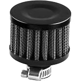 RASNONE 12mm Air Filter Cold Air Intake Filter Breather Turbo Vent Air Intake Filter Cleaner Black Universal for car and Motorcycle