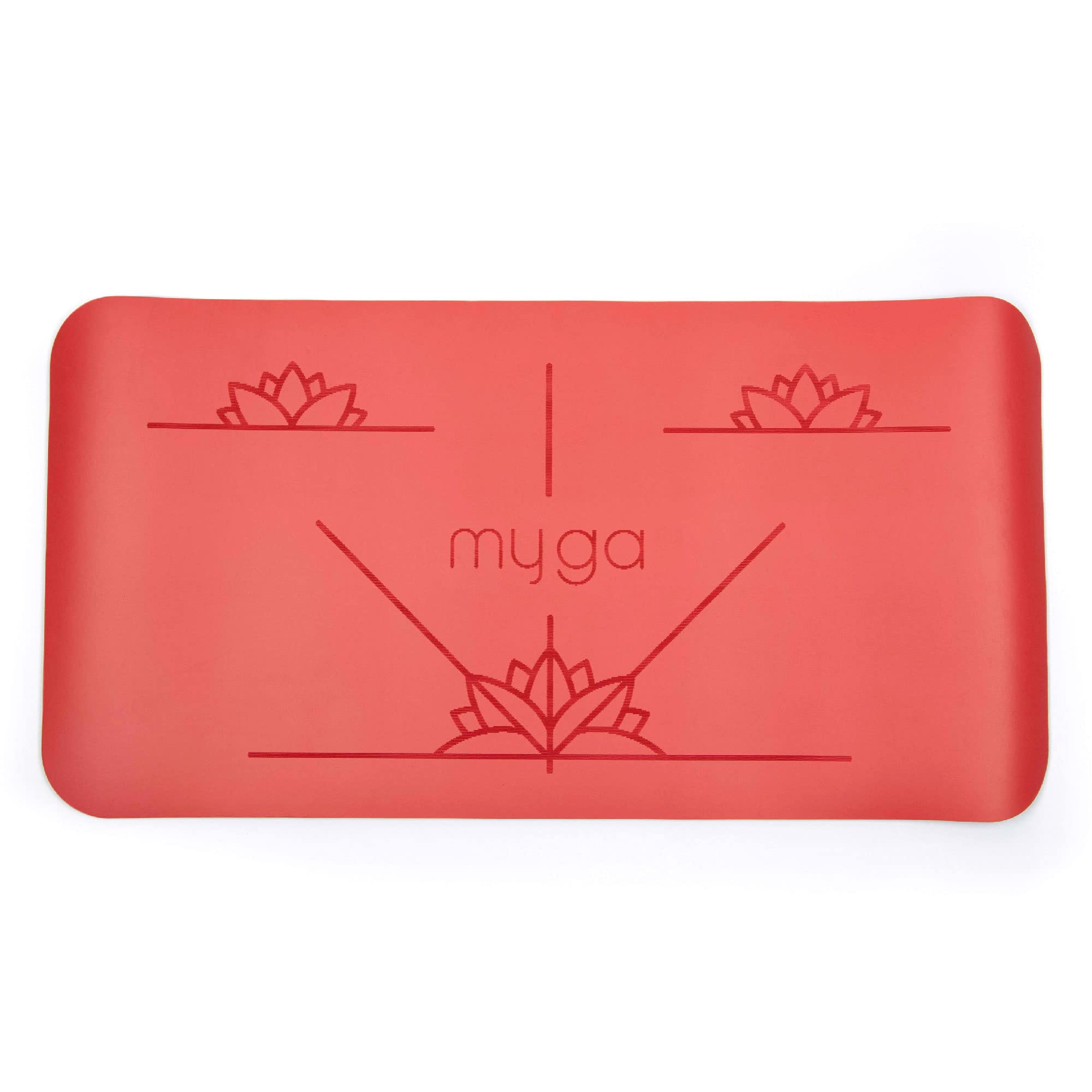 Myga - RY1333 - Alignment Yoga Pad Mat - Non-slip Pads for Extra Cushioning with your Knee - Elbow and Hand Support - 66 x 34 cm - 5mm Thickness - Red