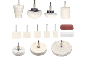 Tworider 14 Pcs Polishing Wheel for Drill,Buffing Pad Polishing Wheel Kits with 2 Pcs Polishing Compound and 5 Pcs Felt Polishing Wheel,for Aluminum, Stainless Steel, Chrome,Metal,Glass,Car Detailing