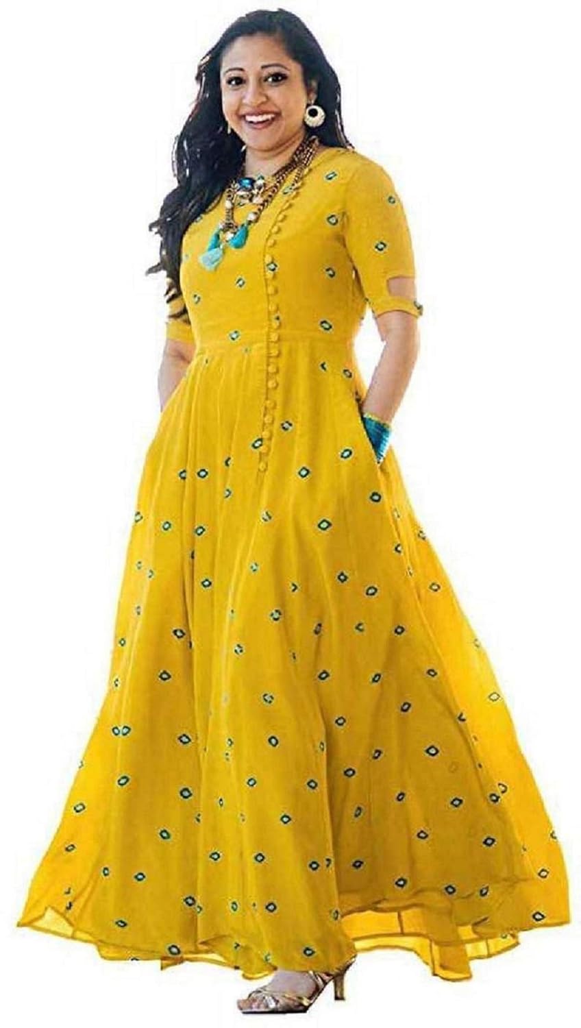 mirror work long gown