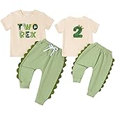 Toddler Baby Boy Girl Birthday Outfit 1st-4th Dinosaur Romper Shirt Joggers Pant Set 1-4 Yr Birthdays Shirts