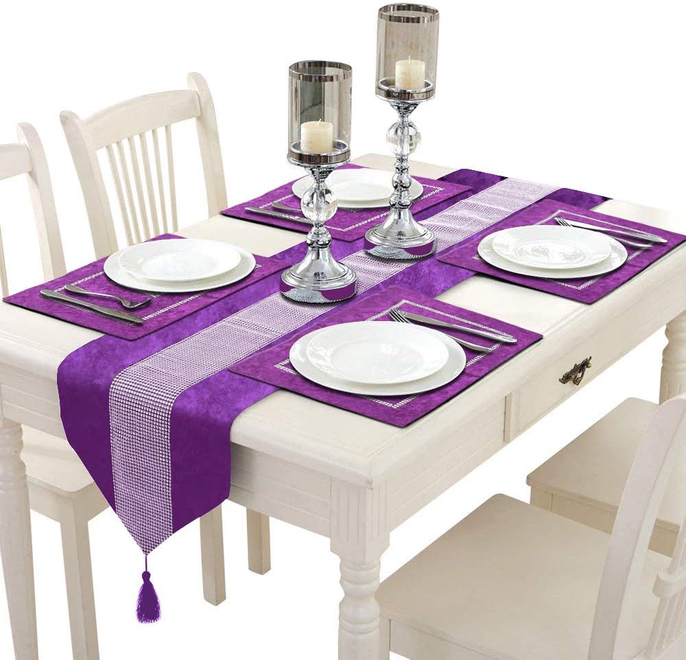 TtS Set of 5 Velvet Table Runner + Placemat Table Mats Thick Velvet