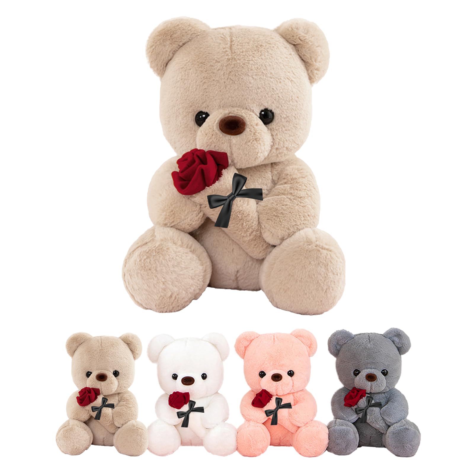 LIHIQIYA Teddybär mit Rose, Geburtstagsgeschenk für Frauen, 25cm Süße Kuscheltier Teddy Rosen Teddy Bear Plüsch-Bär Teddybären Plüschtier Liebe Hochzeitstag Jahrestag Geschenke für Sie Frau Freundin
