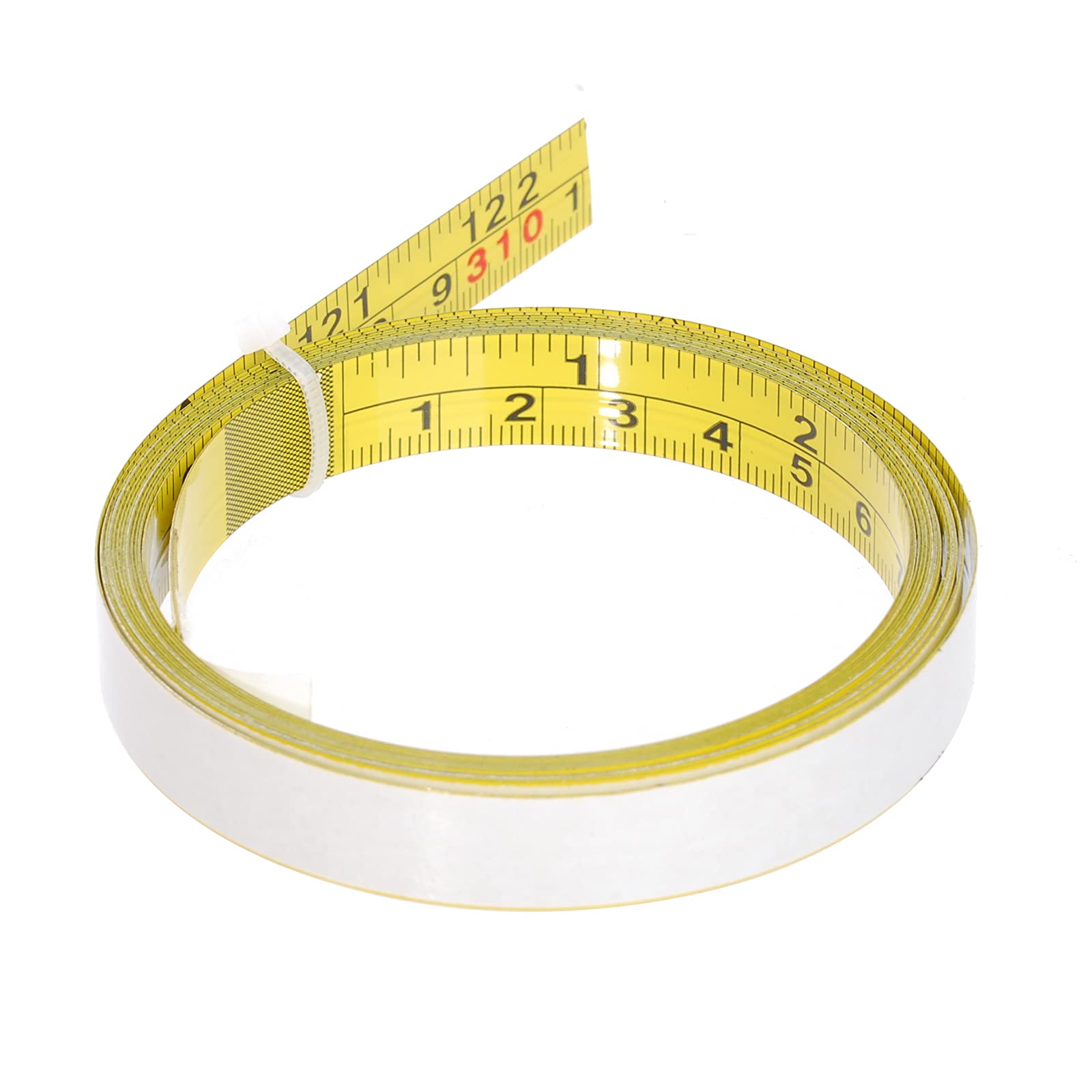 Carkio Adhesive Backed Tape Measure, 3 Meters, Left-Right Reading, Stainless Steel, Yellow