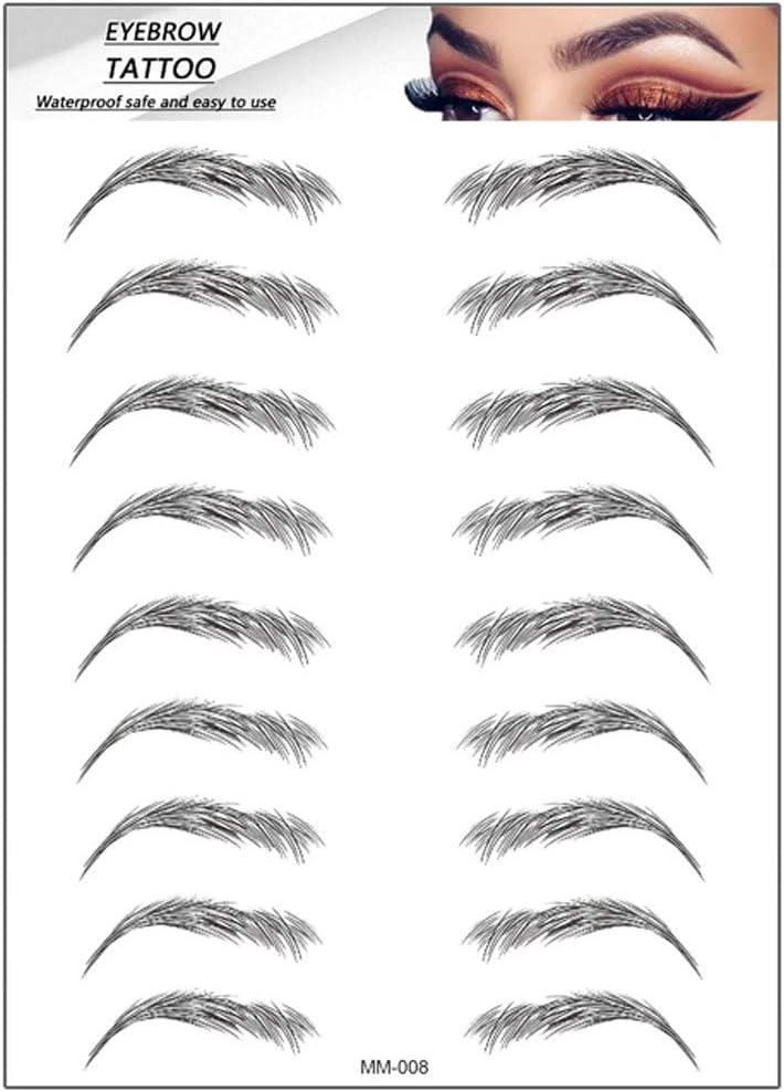 10 Pairs 4D Hair-Like Authentic Eyebrows, Eyebrow Transfers, Creates Natural Looking Brows Effortlessly, Natural Tattoo Eyebrow Stickers Waterproof Long Lasting for Women Men Makeup Tool (H)