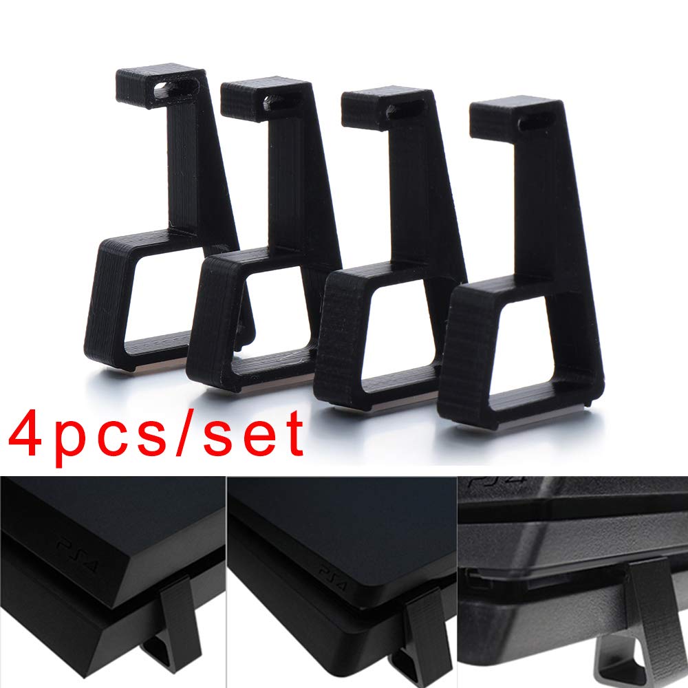 4PCS Accessories Horizontal Heighten Support Feet Stand Cooling Legs Bracket Console Holder(1 set-For PS4 Slim,black)