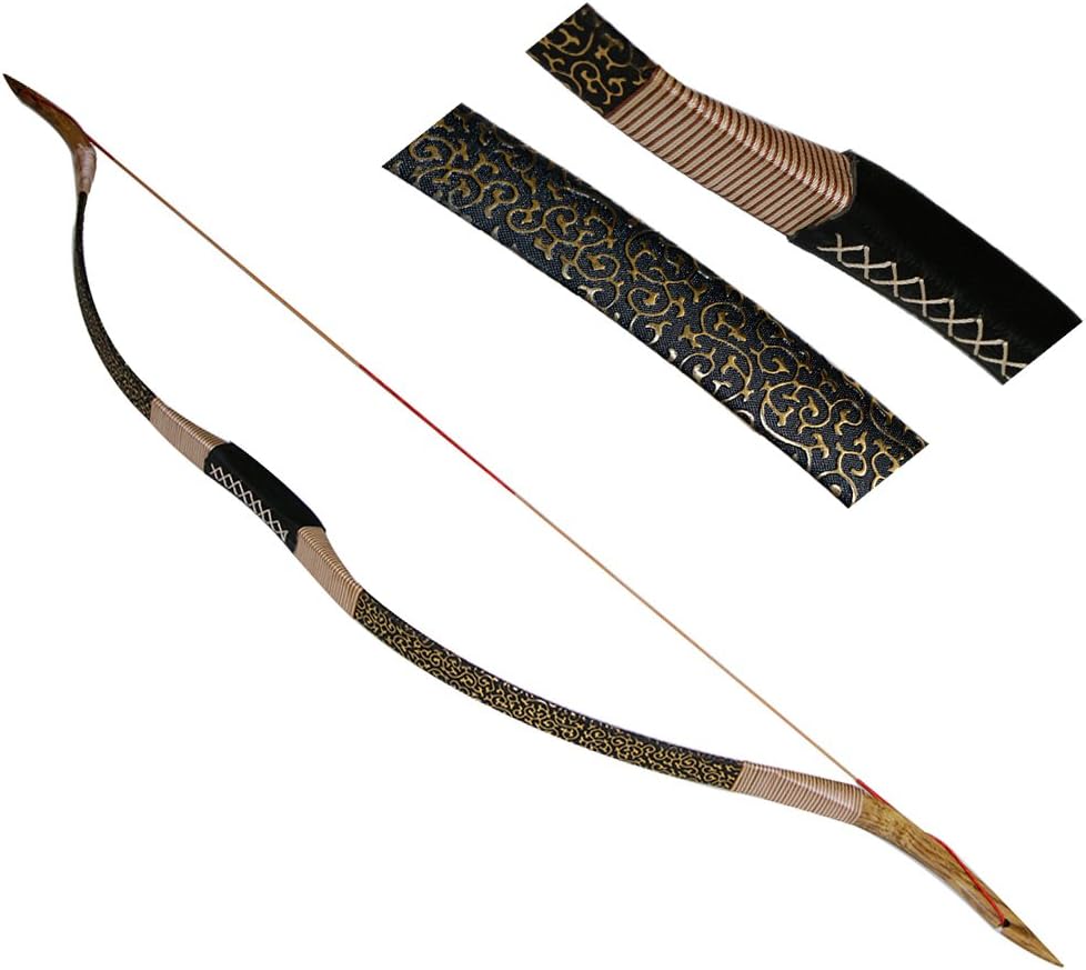 IRQ Traditional Hunting Recurve Bow 30-50lbs Handmade Longbow Archery Practice Adult Recurve Bow for Outdoor Sports Hunting Competition Training Game