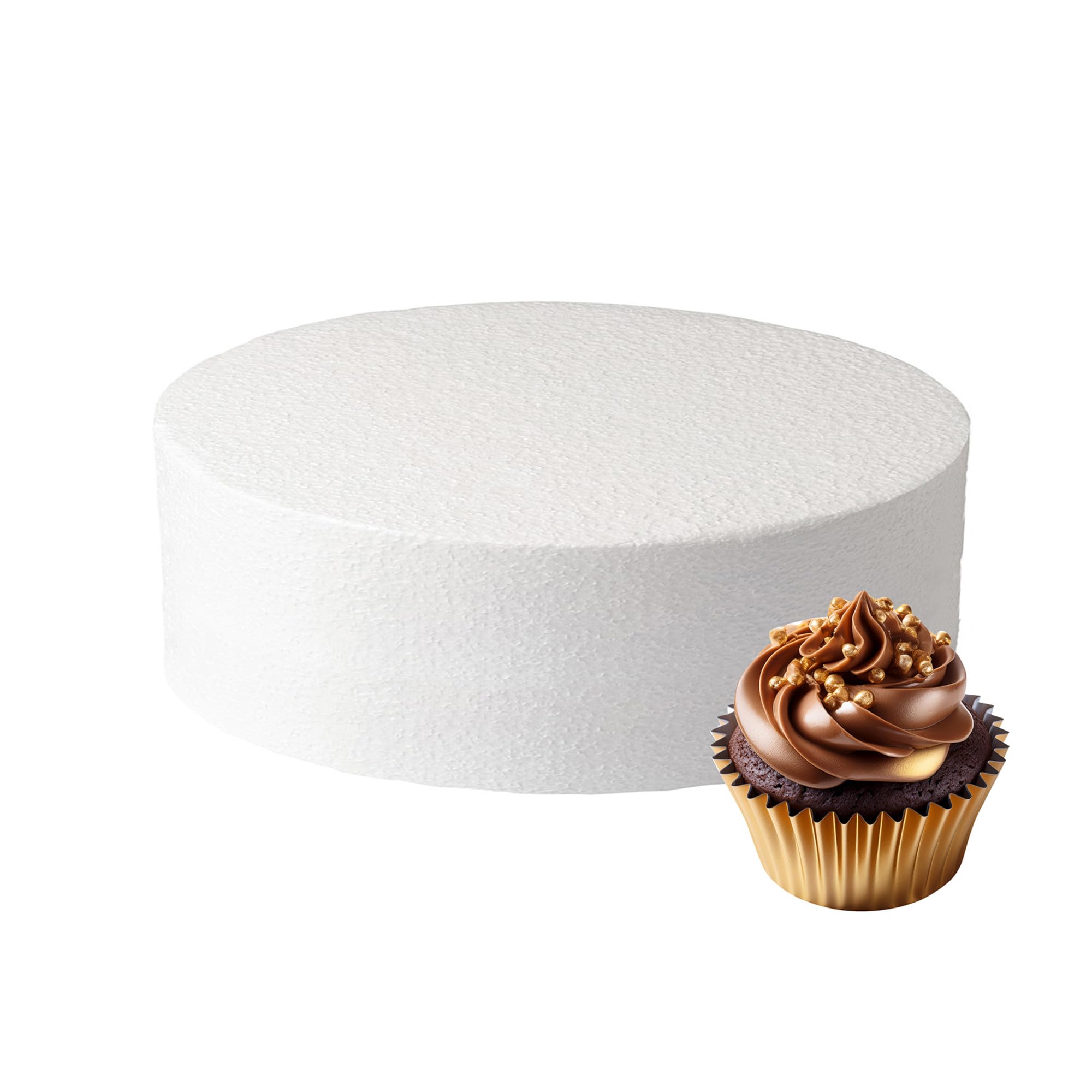 Culpitt 10" x 3" Round Cake Dummy, Straight Edge Cake Form, Practice Cake Decorating or Use for Creating Long-Lasting Displays, Smooth Polystyrene