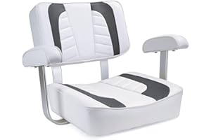 SUNDGORA Deluxe Marine Grade Vinyl Captain's Bucket Seat Boat Seat with Armrest for Fishing/Pontoon Boats