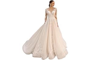 BOFDUFO Wedding Dress for Bride Boho Beach Lace Appliques Mermaid Bridal Gowns with Train