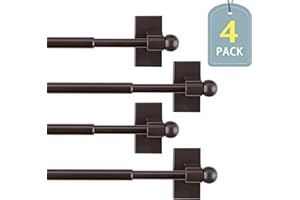 WL.Rocaille 1/2" Multi-Use Adjustable Appliance Magnetic Rod Extends from 9 inch to 16 inch Magnetic Curtain Rod Stick on Metal Doors, Brown, 4 Pack