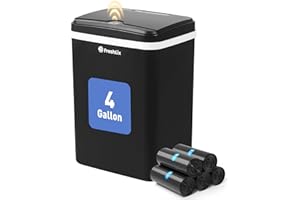 FRESHLIX Automatic Bathroom Garbage Bin with Lid, 4 Gallon Touchless Trash Bin, Smart Electric Narrow Waterproof Trash Can for Toilet, Office, Kitchen, Bedroom, Living Room -Black