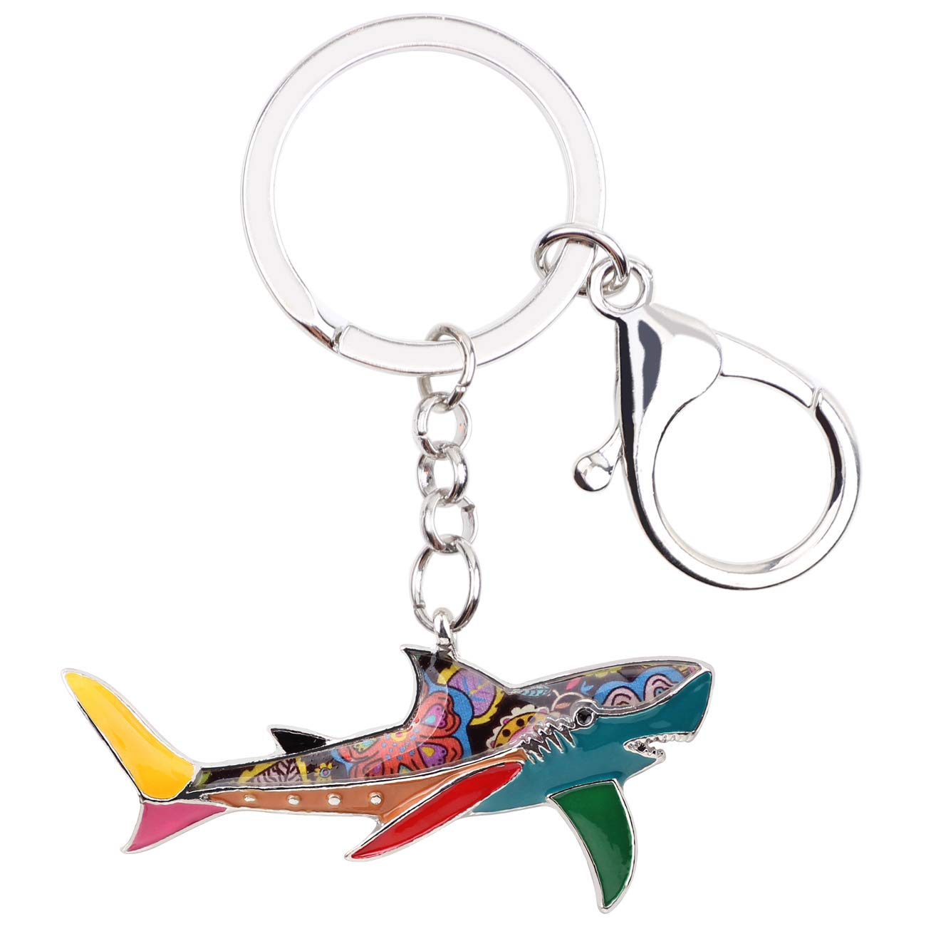 BONSNY Enamel Alloy Ocean Shark Keyring Multi Keychain Jewellery For Women Girl Car Purse Charms Gift (Multicolor)