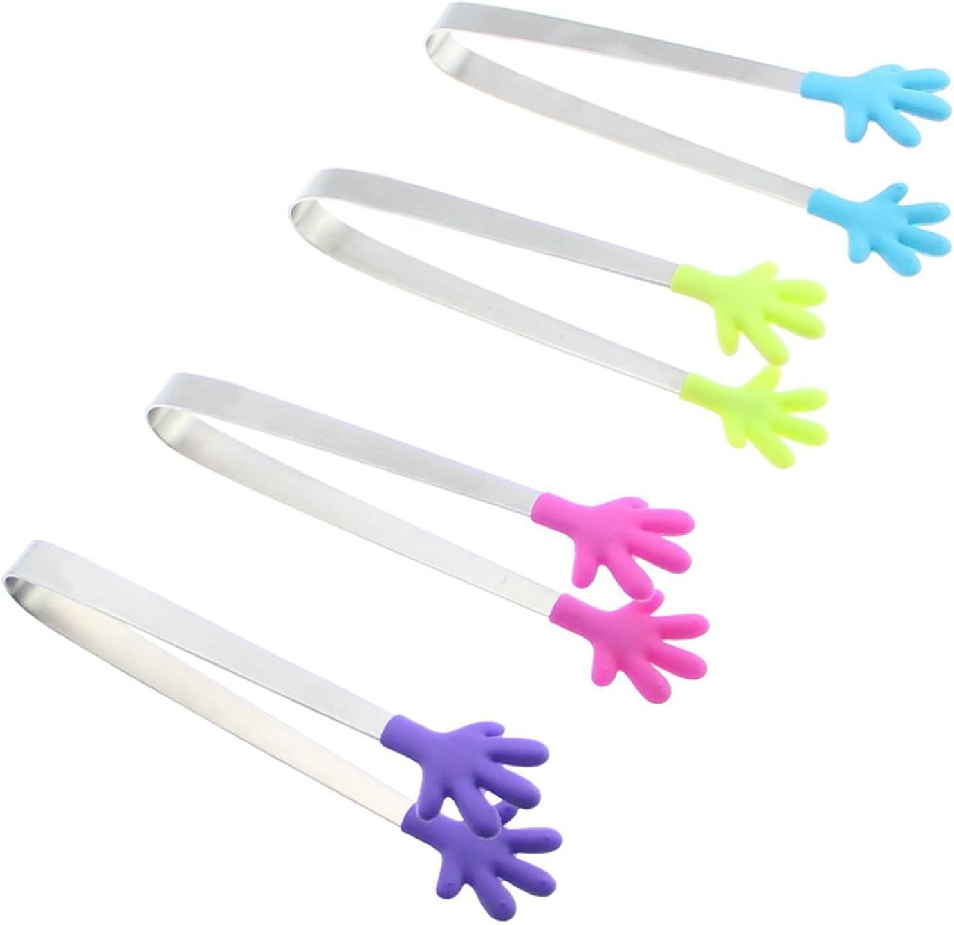 Multifunctional Mini Food Clip - Pack of 4 - Creative Kitchen Gadgets Mini/Small Silicone Tongs for Sweet,Ice Clip,Stainless Steel Food Clip,Spices Clip, Sugar Clip