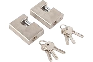 Heavy Duty Padlock, 2pcs Heavy Duty Padlock Set, Waterproof Rustproof Monoblock Lock with 8 Keys, D Shaped Solid Outdoor Padl