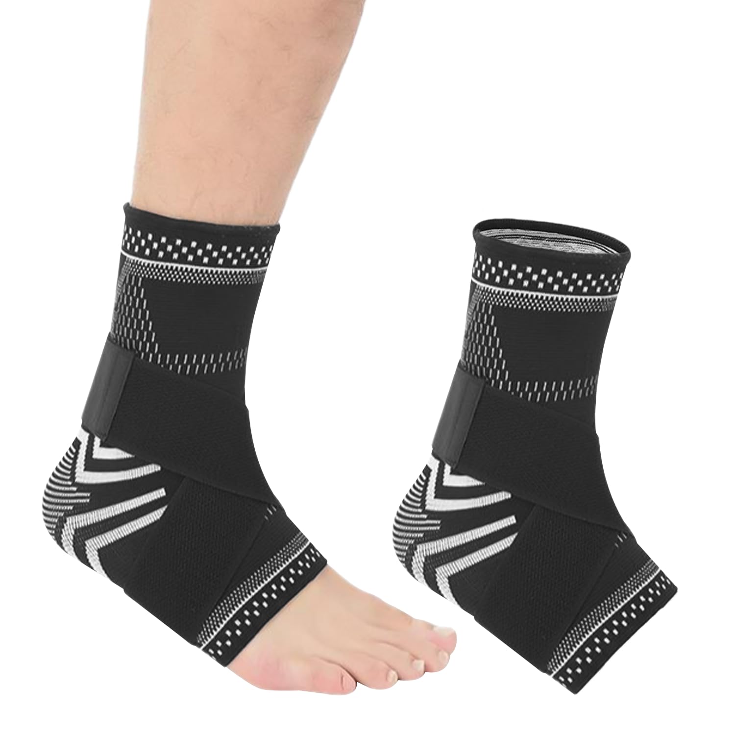 OAAO 1 Pair Ankle Brace, Foot Support for Men and Women, Ankle Support with Straps, Knitted Breathable Ankle Brace for Sports Protection and Ankle Pain Relief (Black)