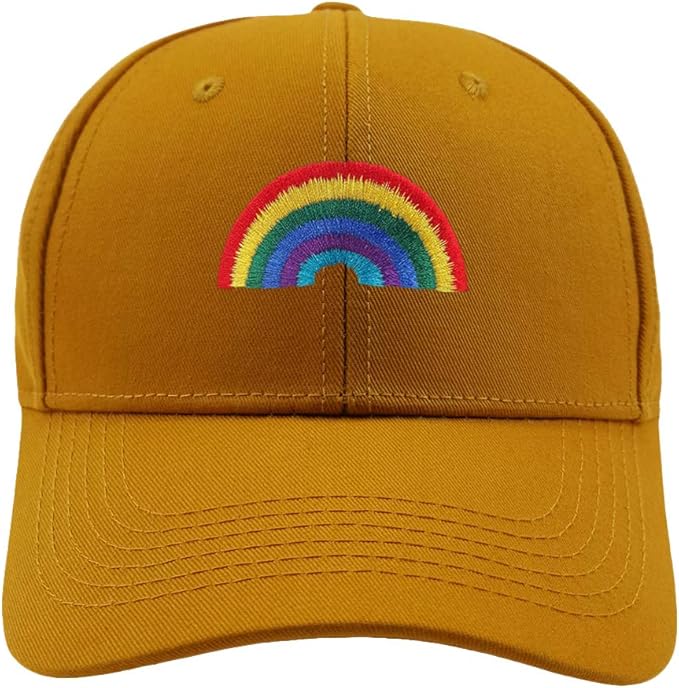 Amazon 虹 刺繍 キャップ 帽子 男女兼用 おしゃれ Letter ベースボールキャップ Rainbow Hat Yellow キャップ 通販