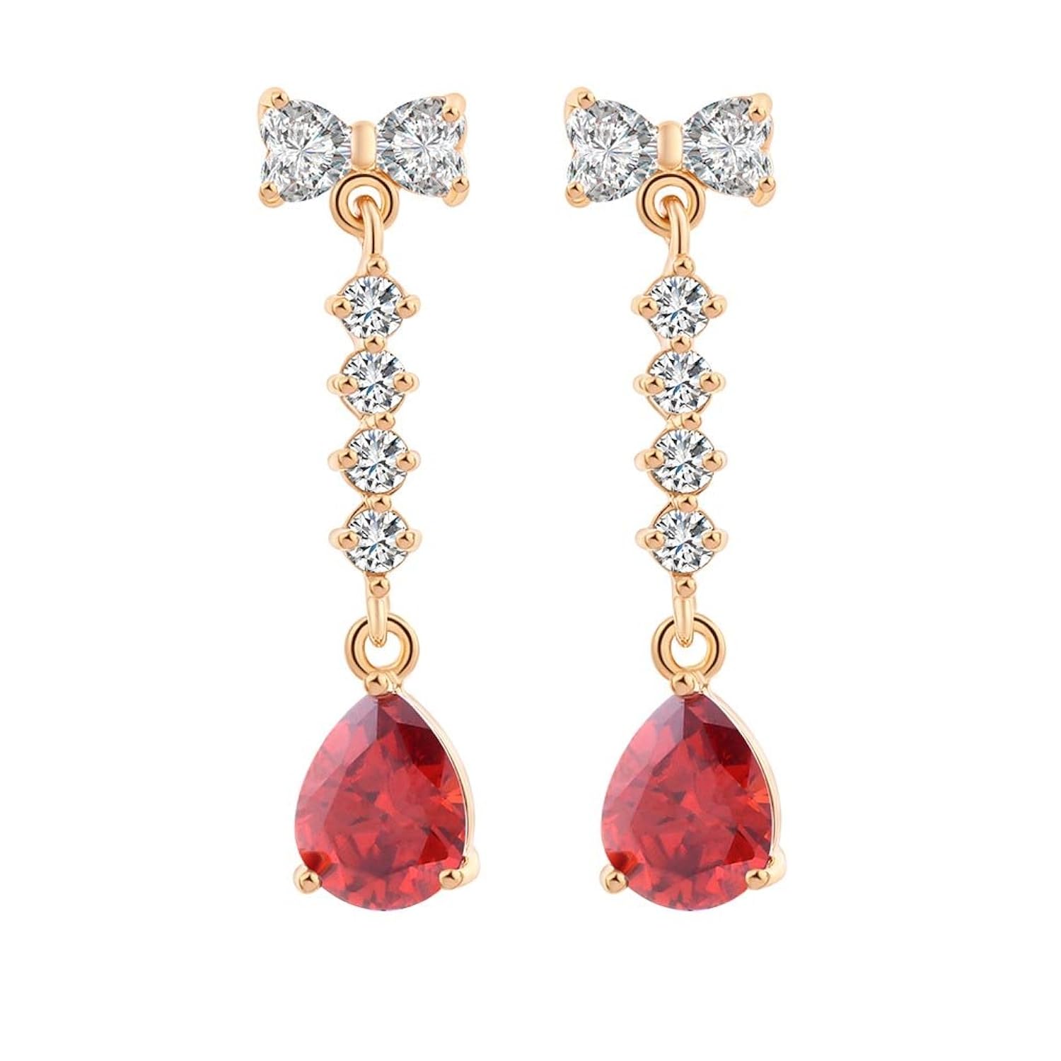 Cuelga los pendientes Yazilind Vogue chapados oro Cubic Zirconia Bowknot gota de