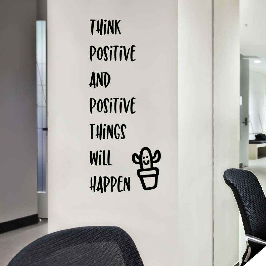 Think Positive And Positive Things Will Happen, Teacher Classroom Gifts, Cactus Classroom Decorations, Cacti Wall Decor, Teacher Wall Decals, 10"x23" Black