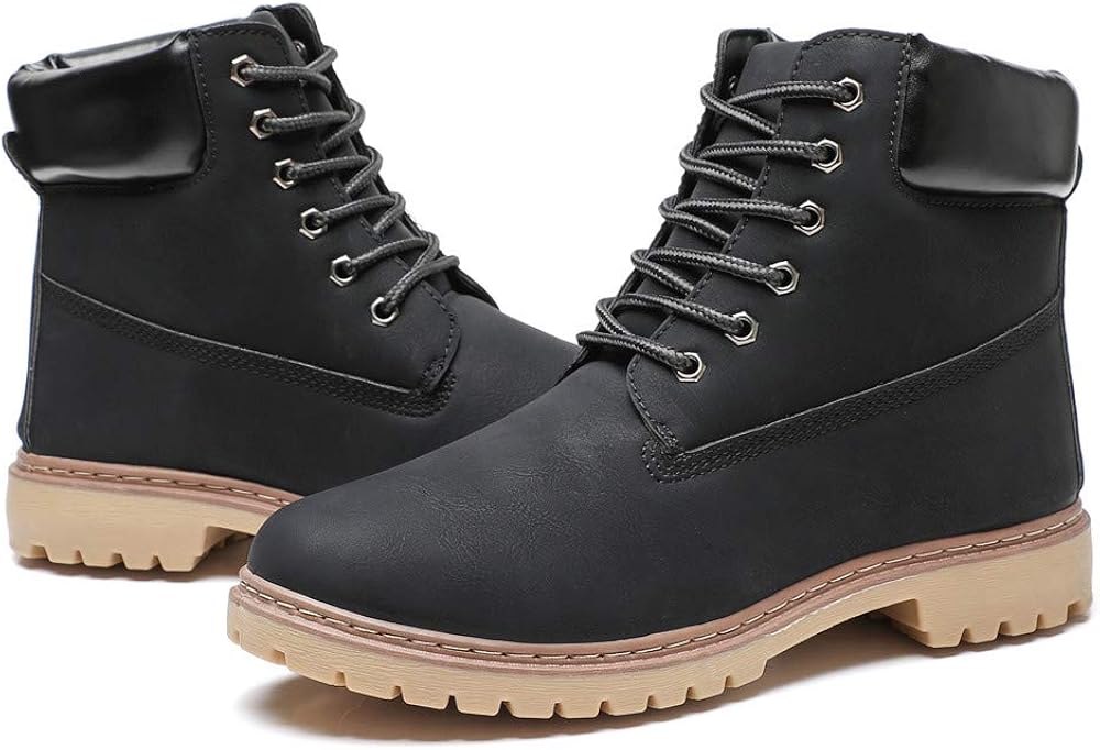 DRKA Men's Soft Toe Work Boots, Waterproof Industrial and Construction Working Shoes Black Size