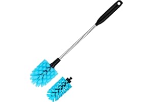 2-in-1 Stainless Steel Long Handled Water Bottle Brush, Multi-Purpose Bottle Scrubbing Brush, Soft Bottle Brush, Glassware Br