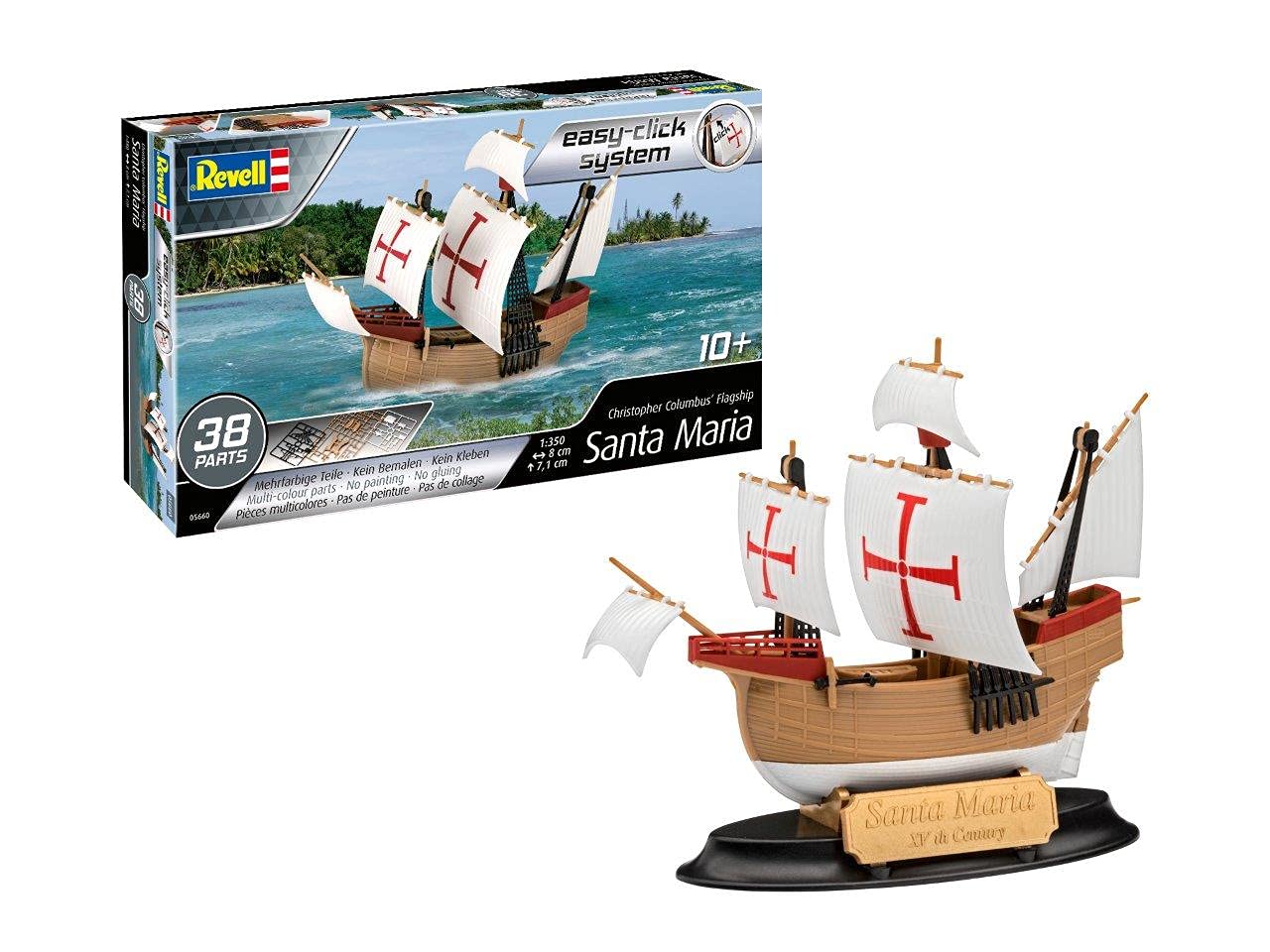 Revell 05660 1:350 Santa Maria (Easy-Click) Plastic Model Kit, Various, 1/350