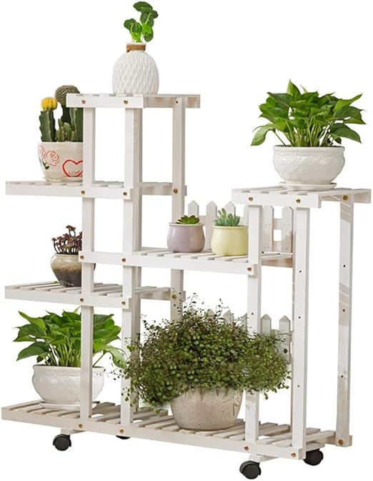 YXWa Puesto de Plantas Soporte de Flores de Madera Maciza - Maceta ...