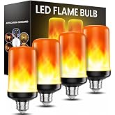 hyrion Flame Light Bulbs, Flickering LED Fire Light Outdoor Halloween Porch | 4 Pack E26 Base, 4 Modes with Gravity Sensor, Flame Lights Lamp for Halloween Porch Christmas Indoor