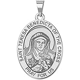 PicturesOnGold.com Saint Teresa Benedicta of The Cross - Oval Religious Medal - 3/4 Inch X 1 Inch in Sterling Silver